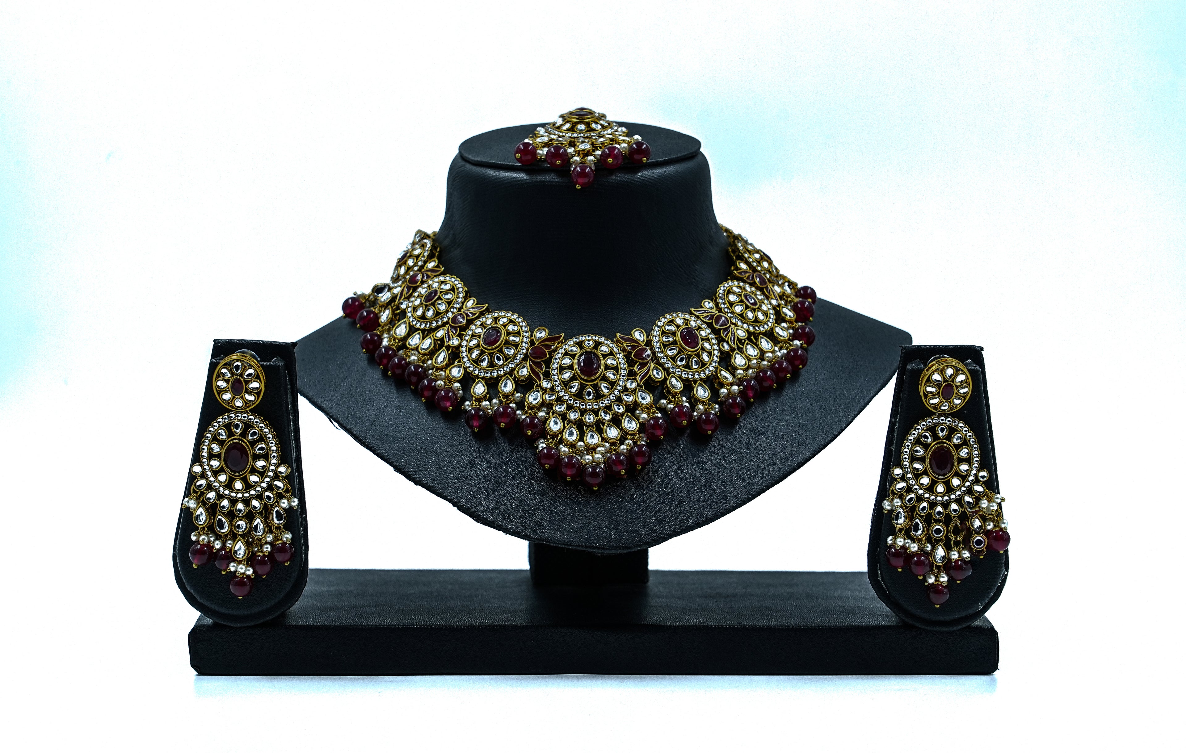 Kundan Jewellery with Red Beads