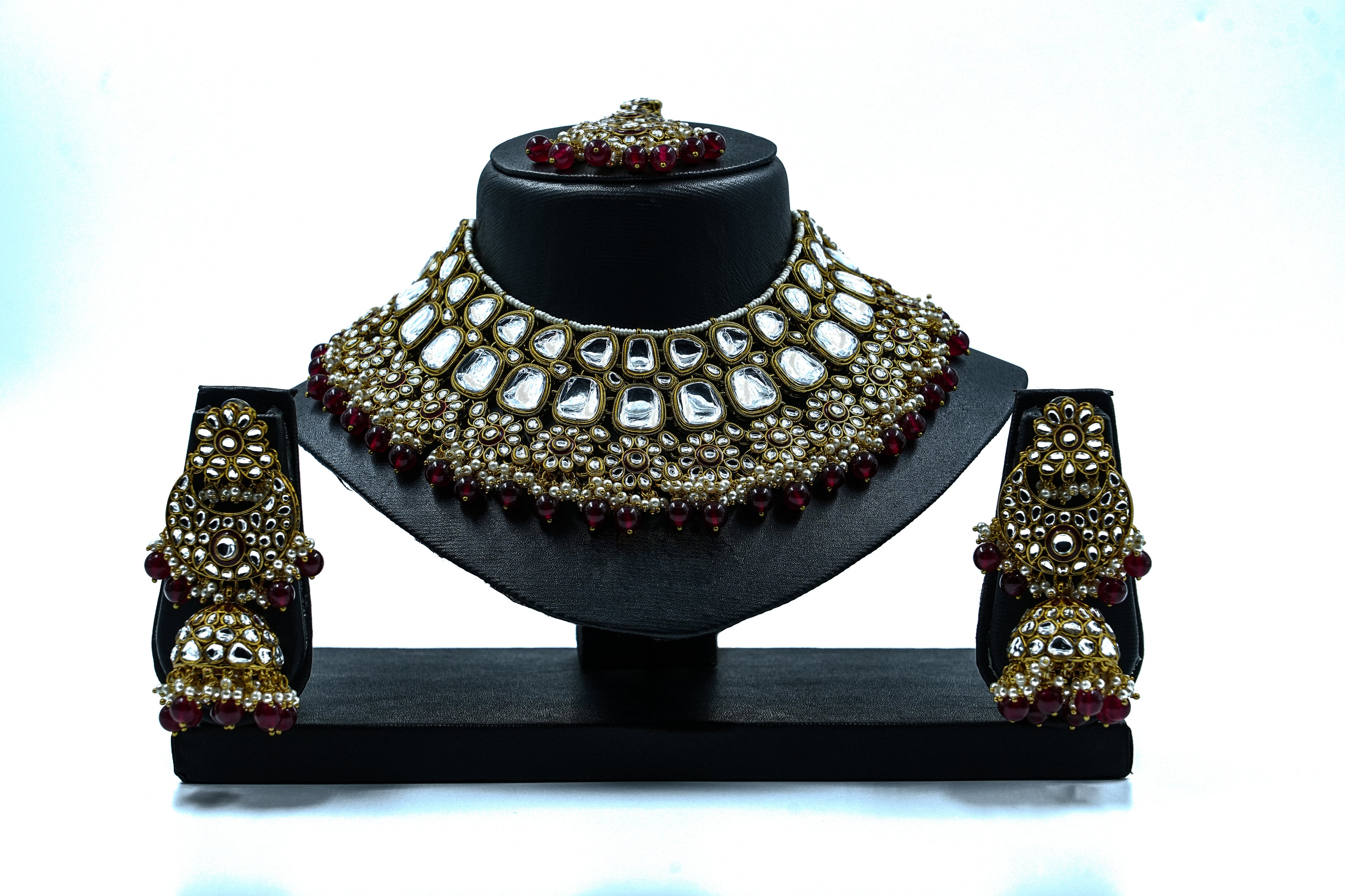 Kundan Jewellery with Red Beads