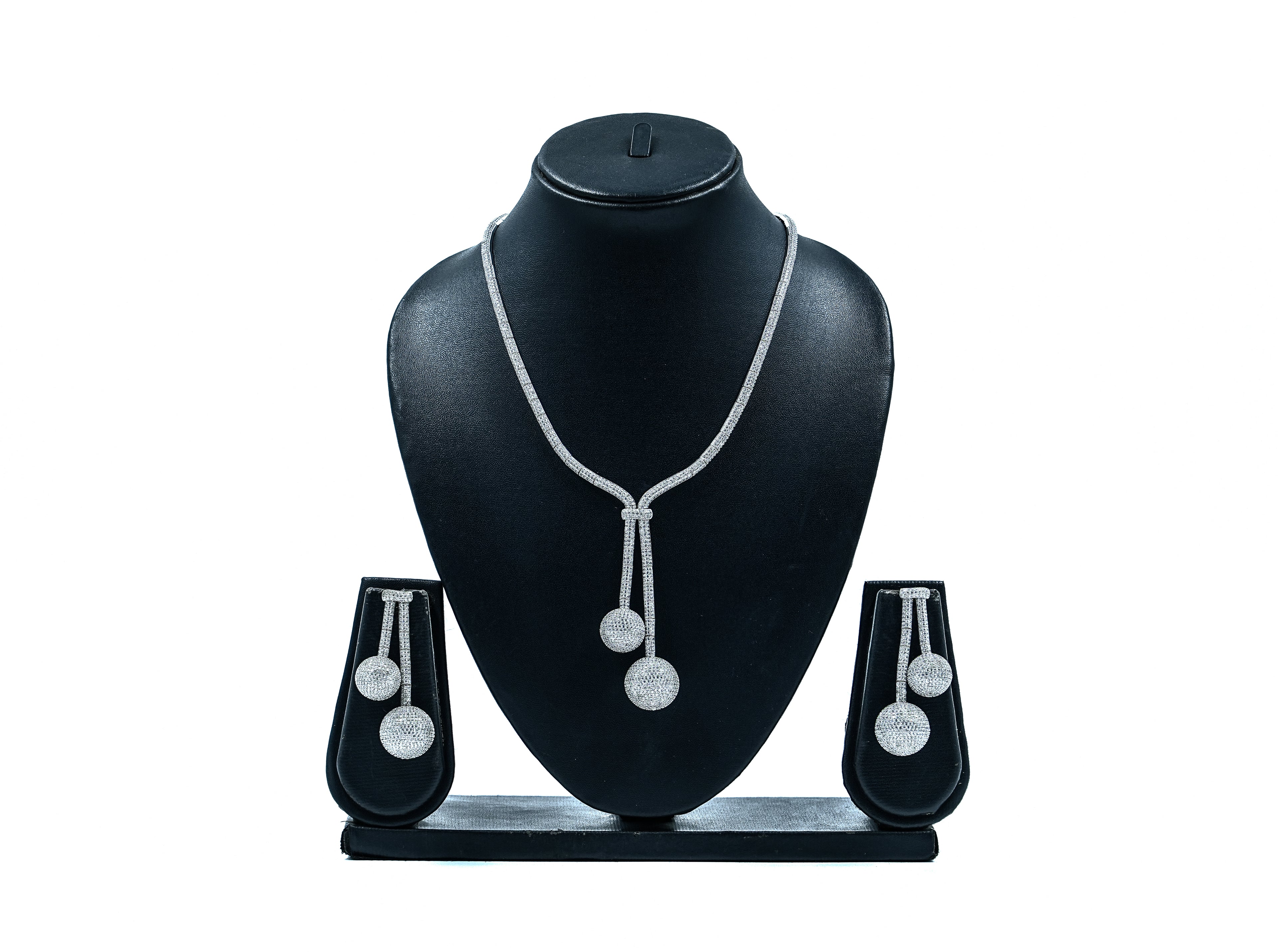 Sterling Silver Solitaire  Zircon Neckset