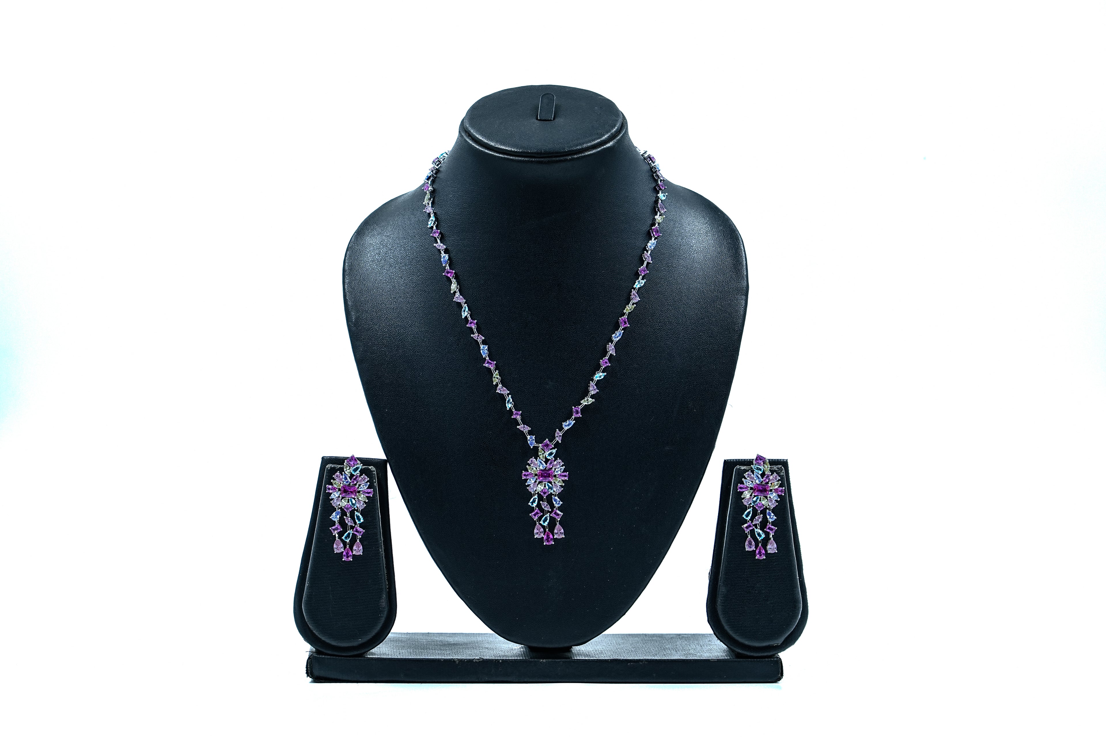 Sterling Silver Solitaire Zircon Neckset