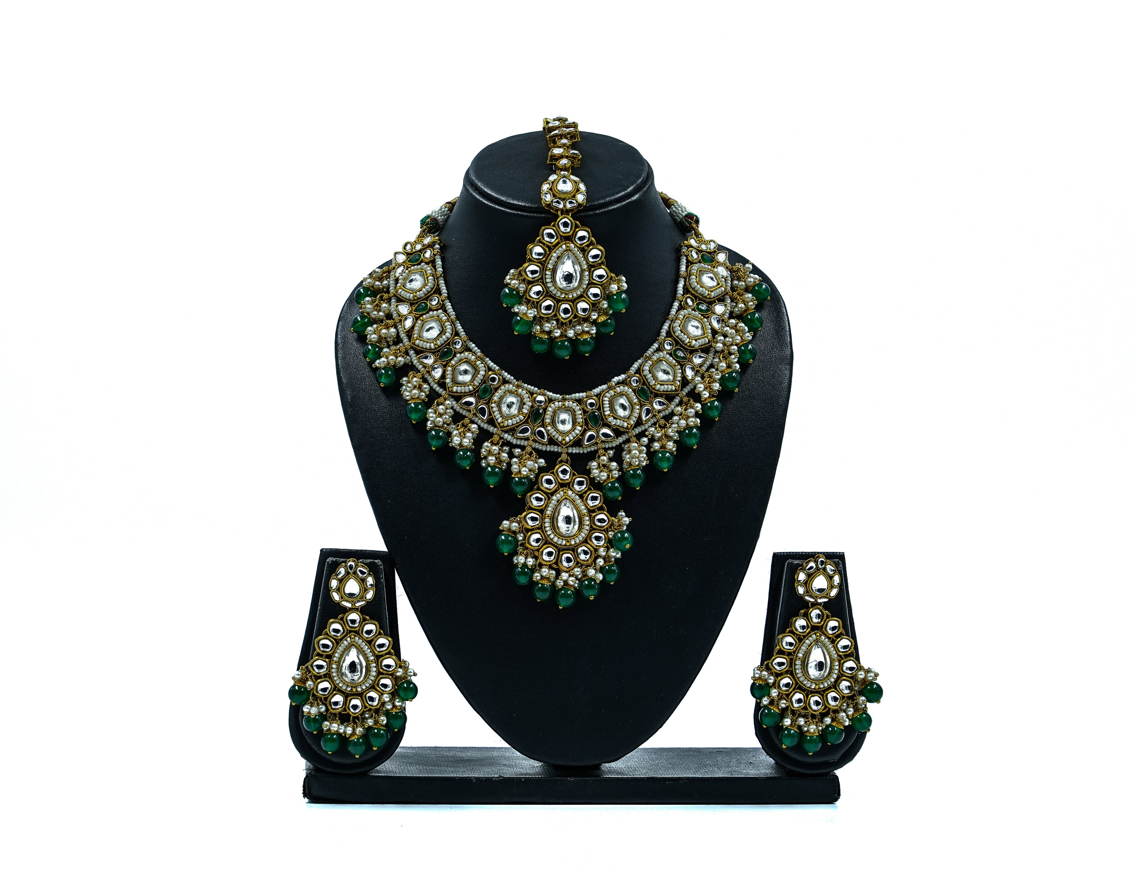 Kundan Jewellery with Green Beads