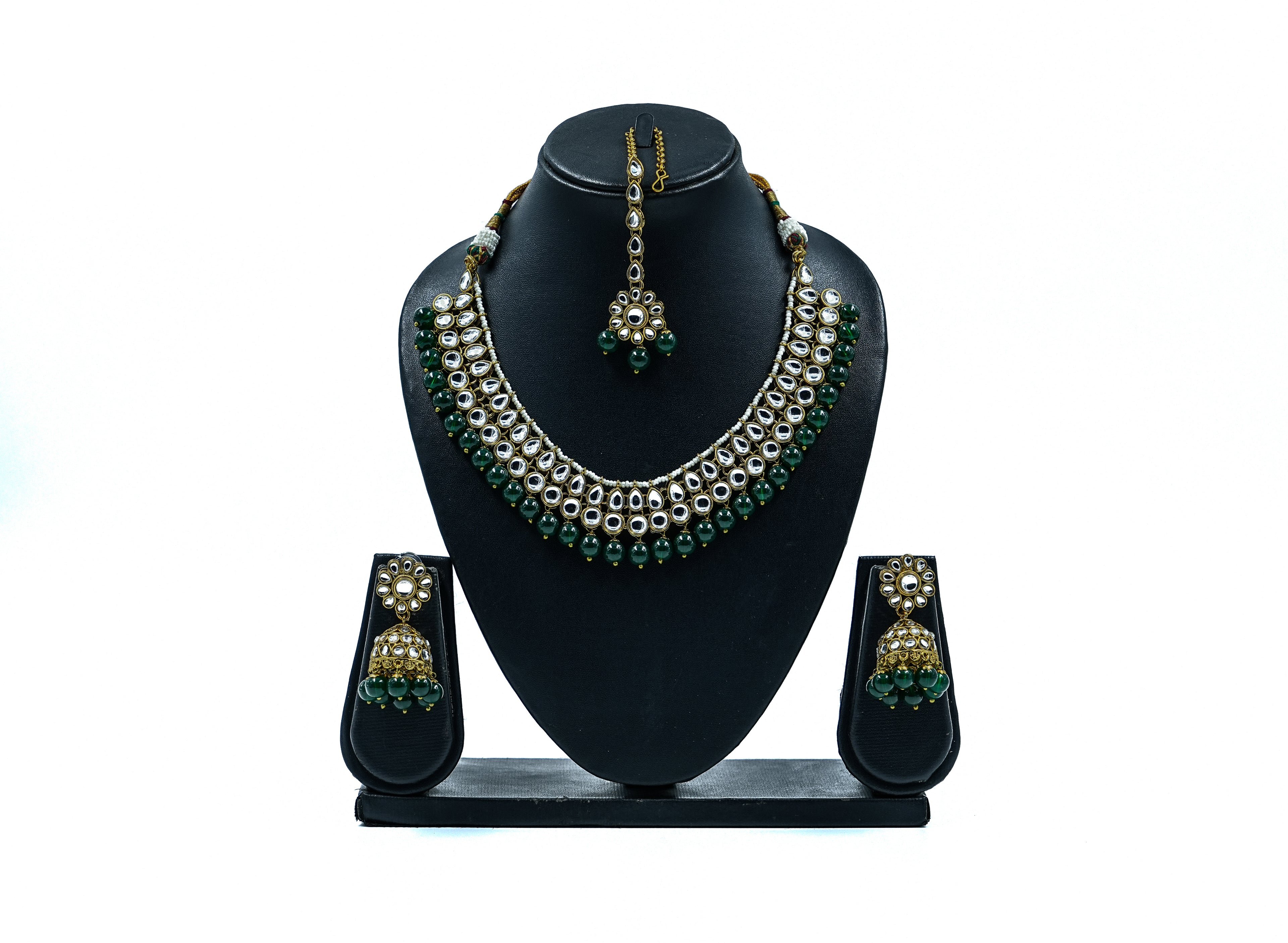 Kundan Jewellery with Green Beads