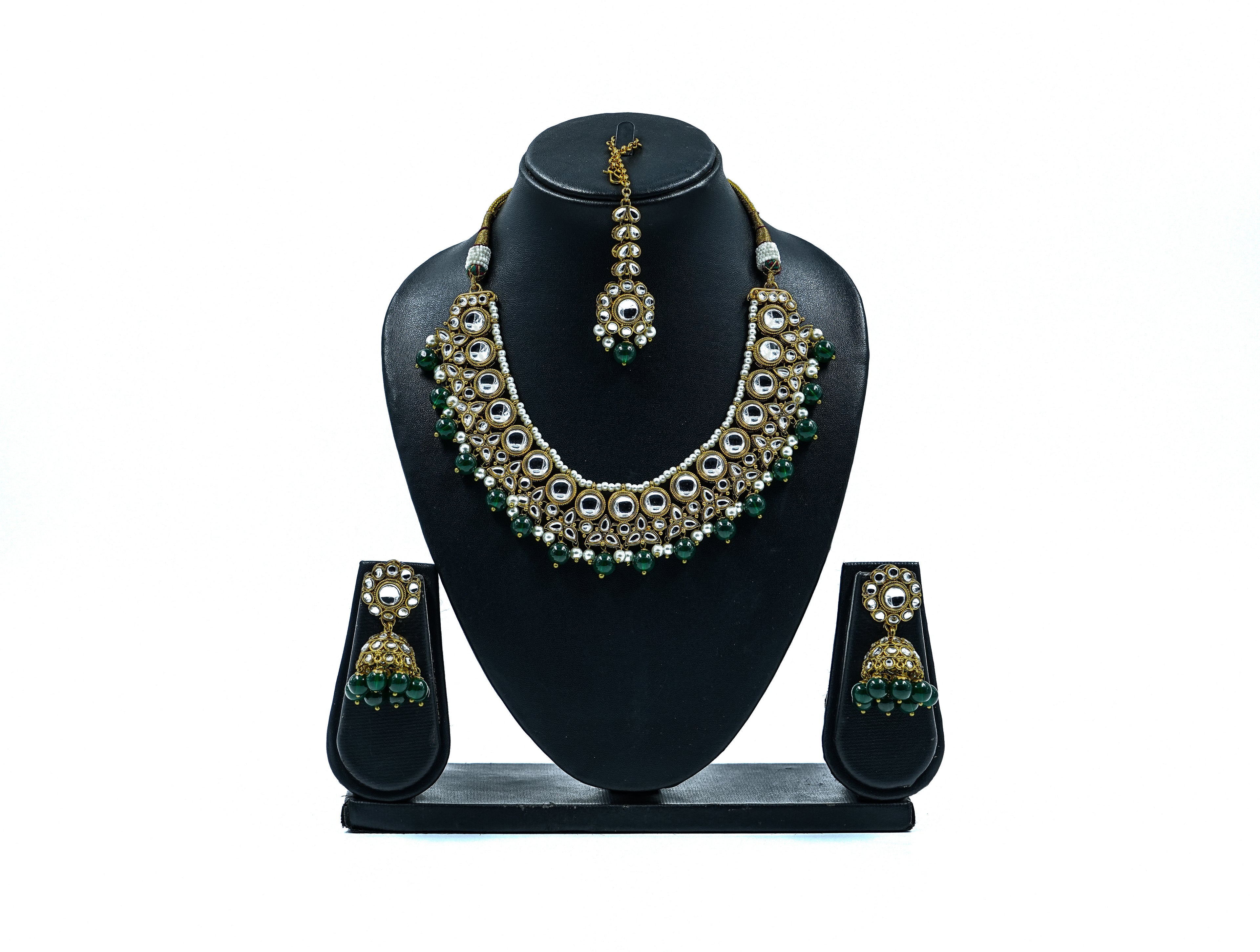 Kundan Jewellery with Green Beads