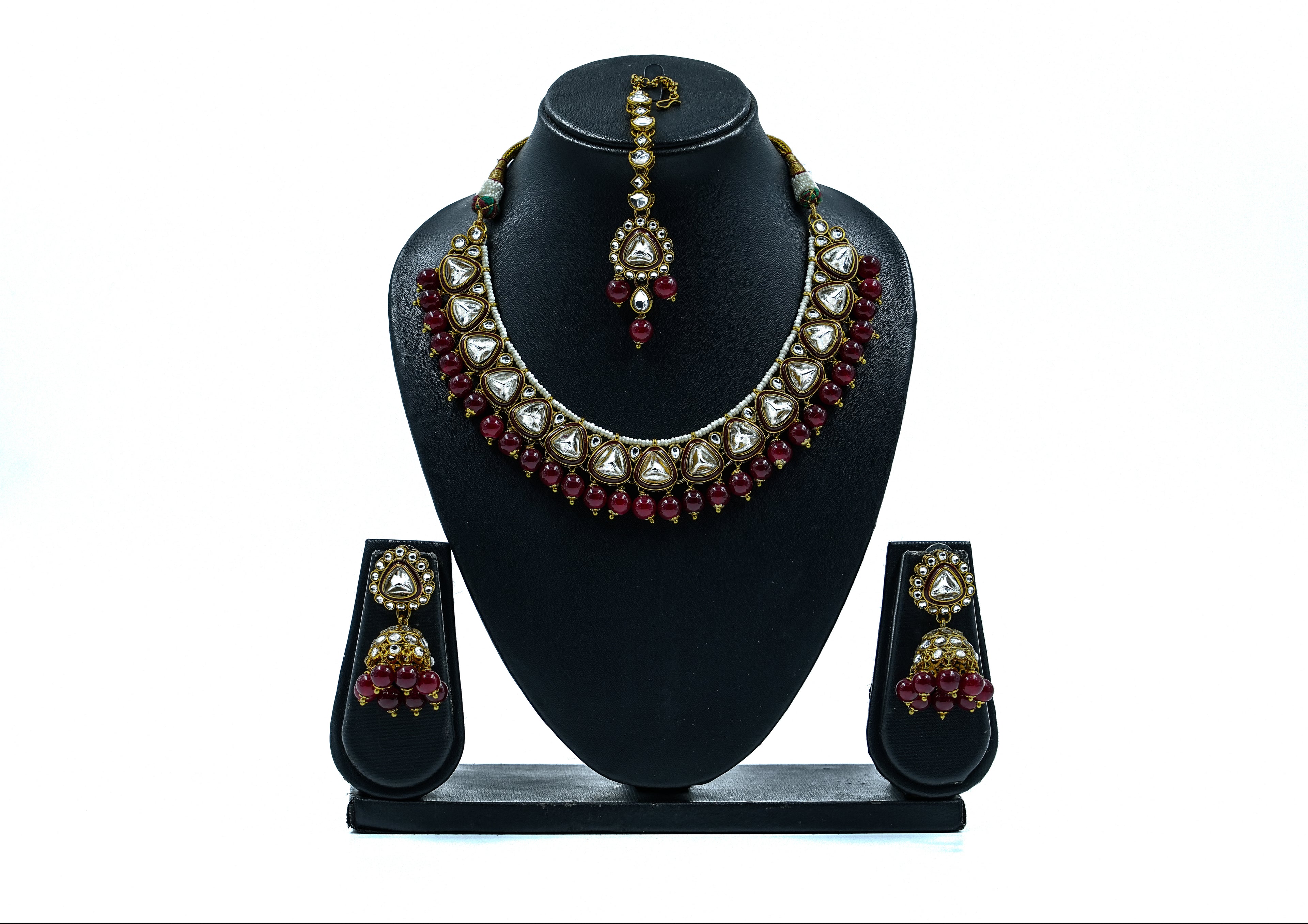 Kundan Jewellery with Red Beads